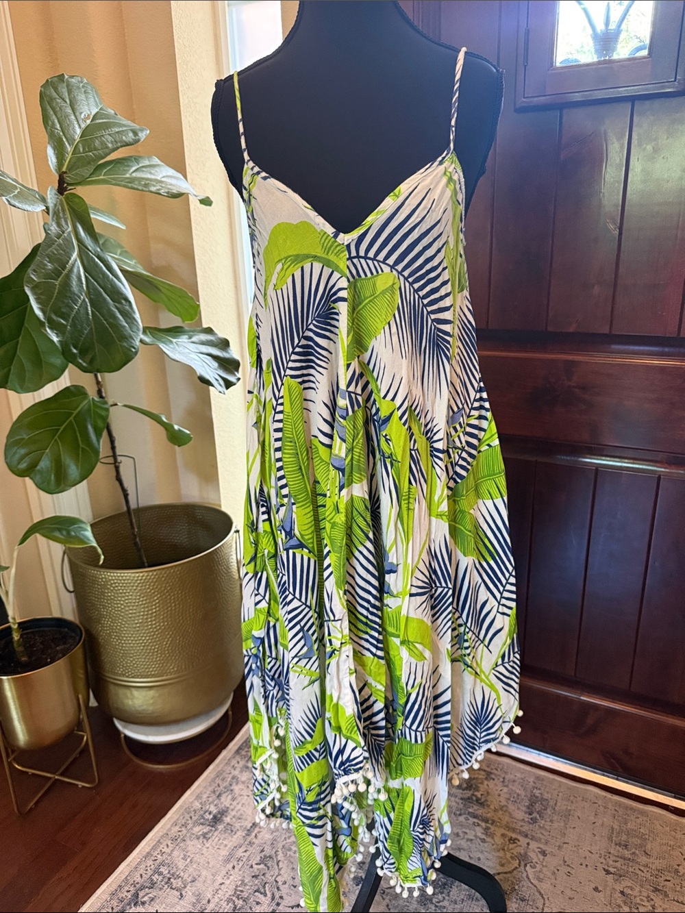 Goa Beachwear by Japna tropical palm leaf print cover-up Size XL